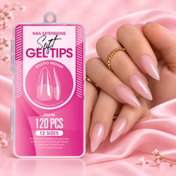 120pcs - Soft Gel Tips - Stiletto Medium