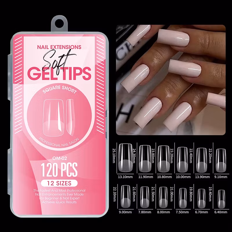 120pcs - Soft Gel Tips - Square Short