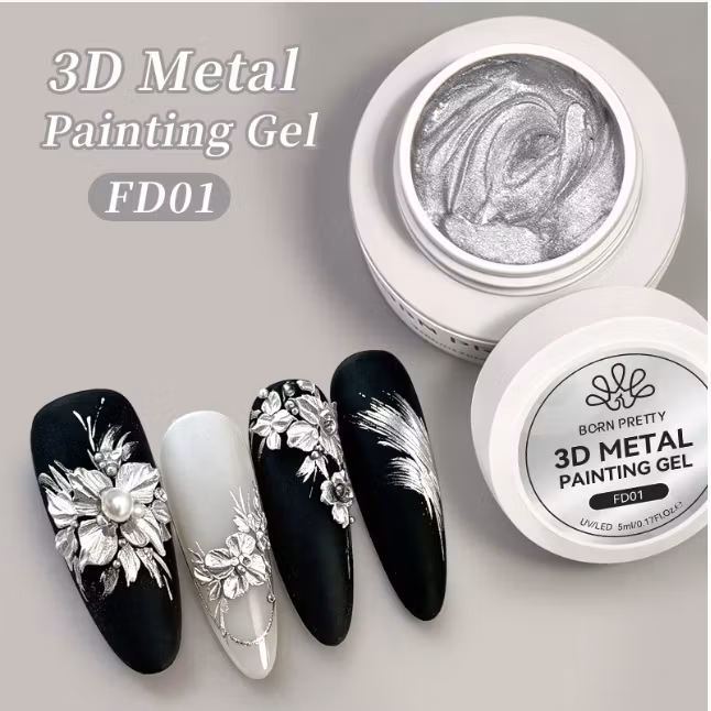 Gellack - 3D Metal Painting Carving Gel - 4 färger