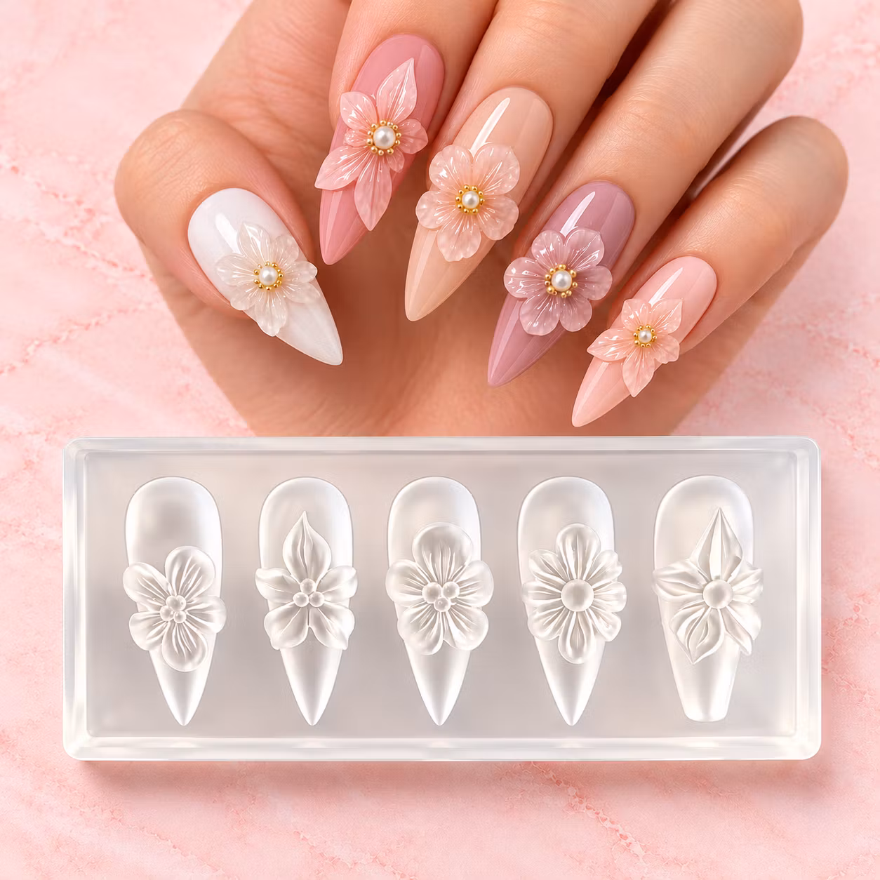 Silikonform för Nagelkonst - Skapa 3D former - Tema Blommor