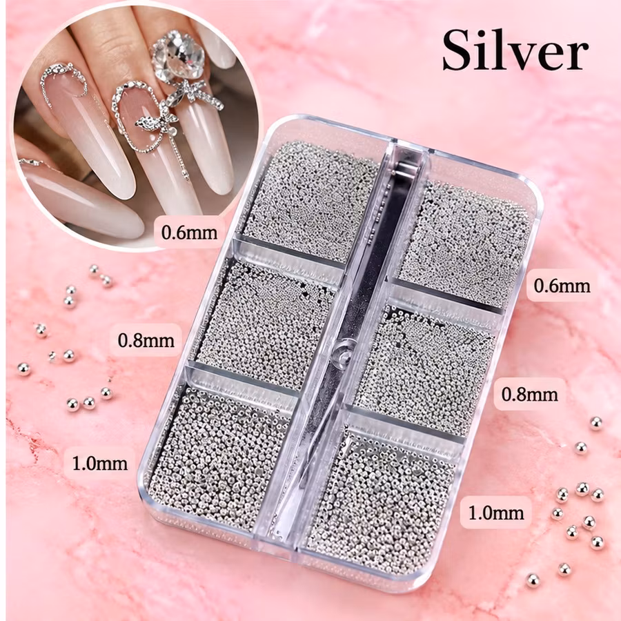 Caviar Beads - Små runda kulor för dekoration - Silver