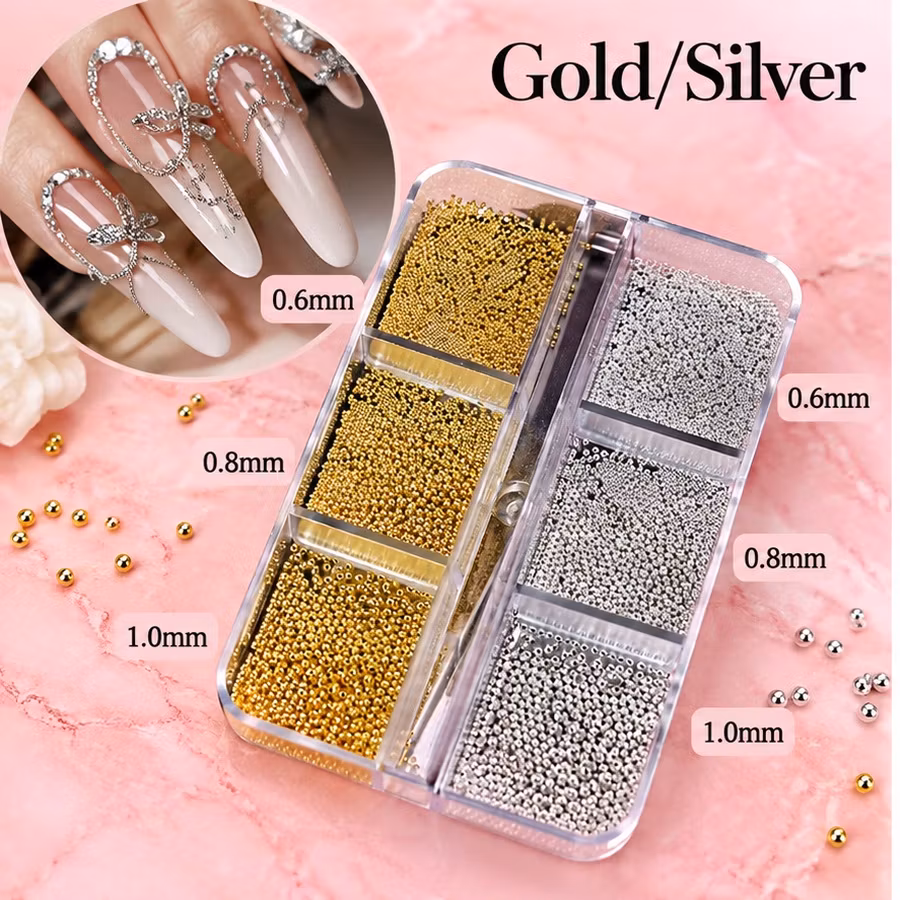 Caviar Beads - Små runda kulor för dekoration - Silver/Guld