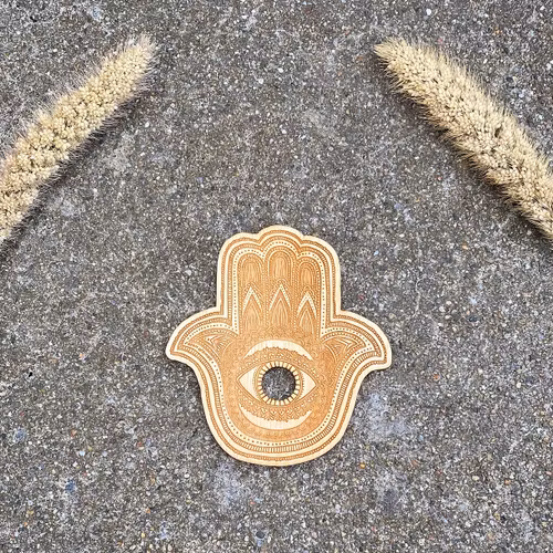 Klotställ i trä i form av Fatimas hand (med öga)