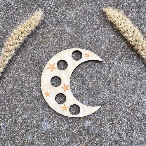 Månformat klotställ i trä (med plats för 5 klot)