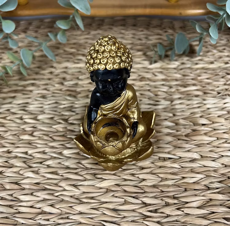 BACKFLOW rökelsehållare Buddha gul/svart