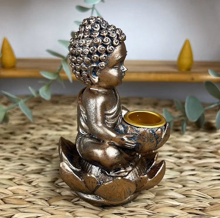 BACKFLOW rökelsehållare Buddha bronsfärgad