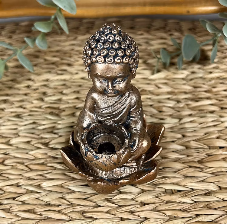 BACKFLOW rökelsehållare Buddha bronsfärgad