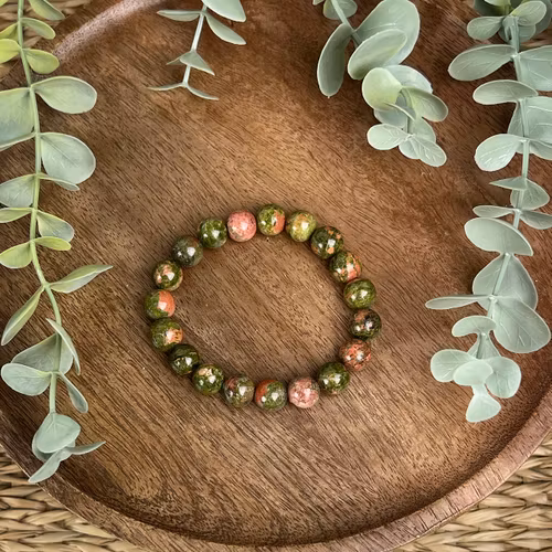 Stenarmband av unakit (10 mm) B