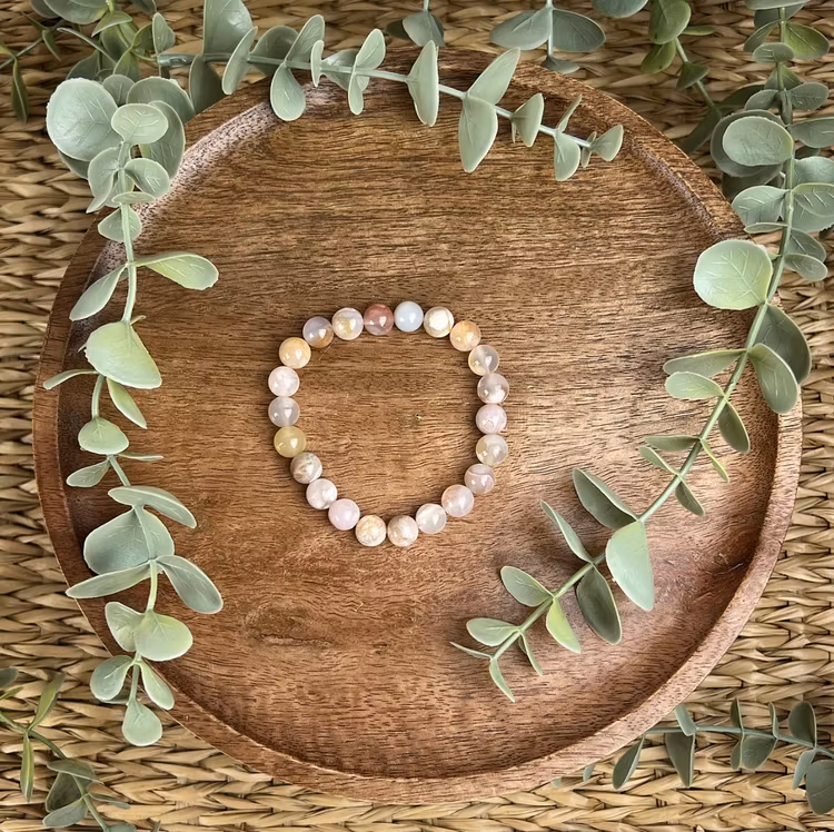 Stenarmband av blomsteragat A (8 mm)