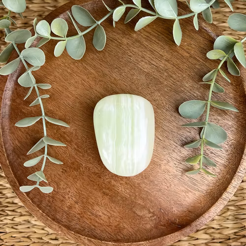 Grön kalcit meditationssten (handsten) A