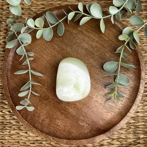 Grön kalcit meditationssten (handsten) B