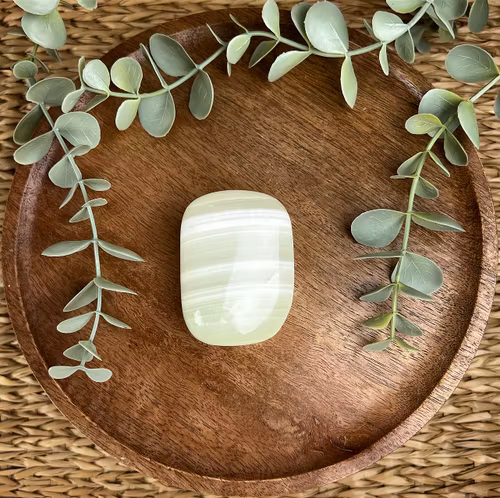 Grön kalcit meditationssten (handsten) C