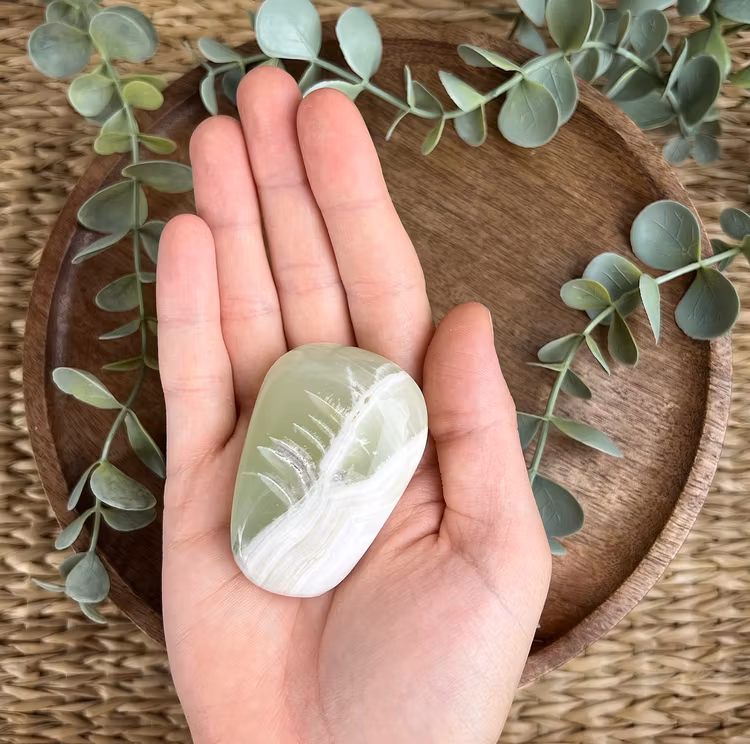Grön Kalcit meditationssten (handsten) H