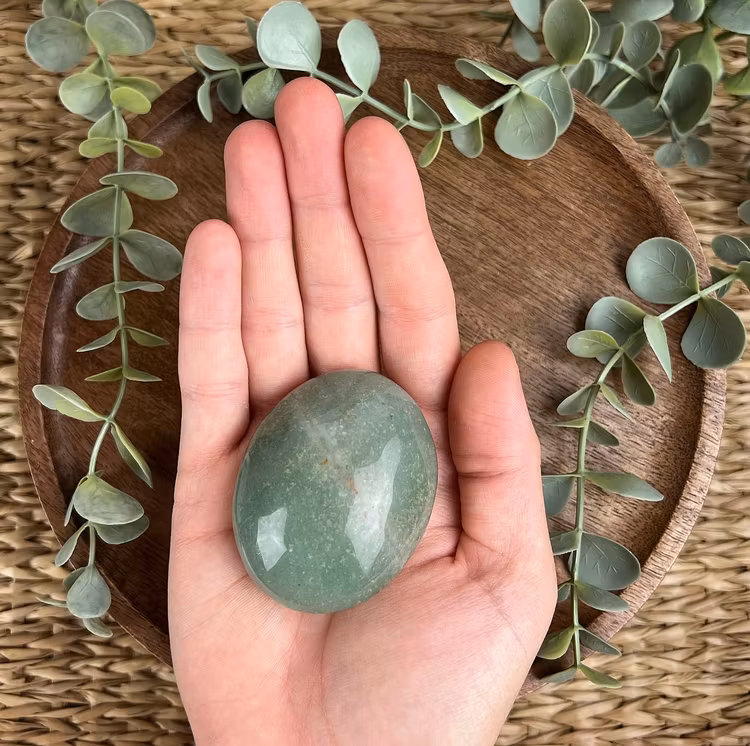 Grön Aventurin meditationssten (handsten) A