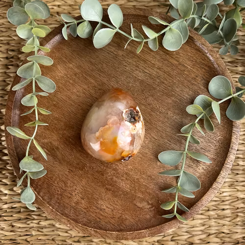 Blomsteragat meditationssten (handsten) C