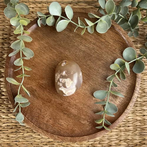 Blomsteragat meditationssten (handsten) H