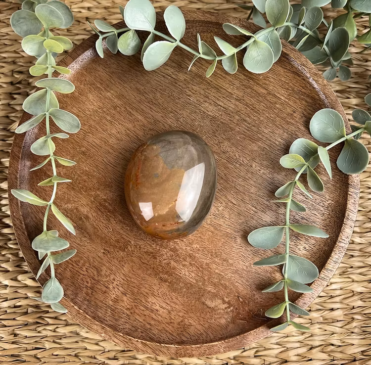 Polykrom Jaspis meditationssten (handsten) H