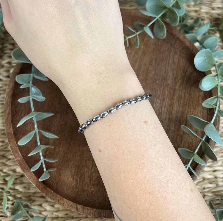 Stenarmband av pläterad Hematit (oval)