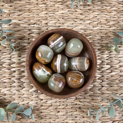 Bandad Grön Kalcit ”kramis”/cuddle