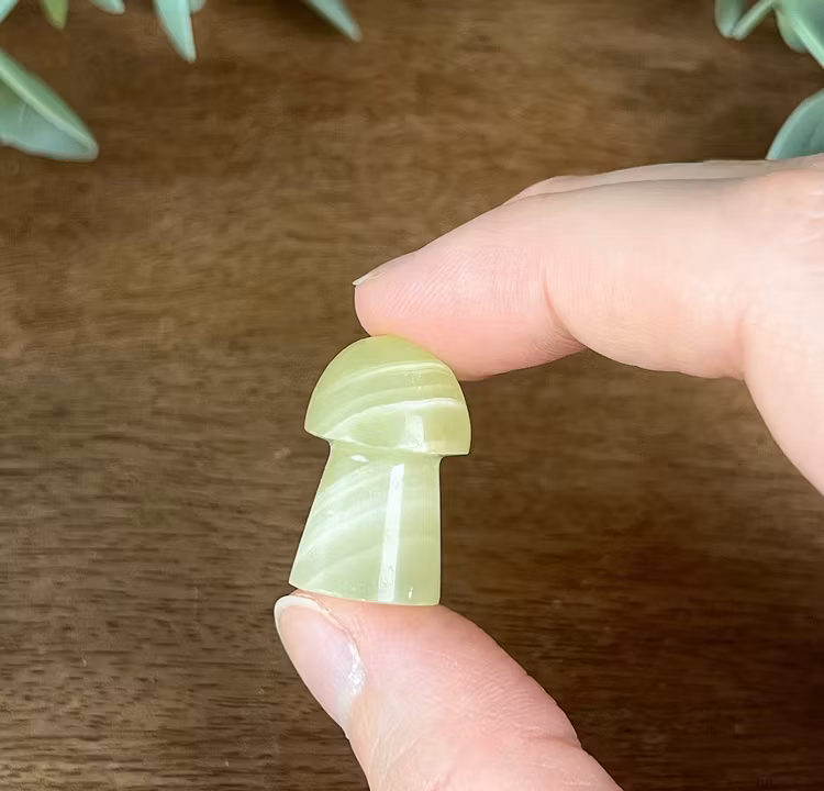 Bandad grön kalcit liten svamp