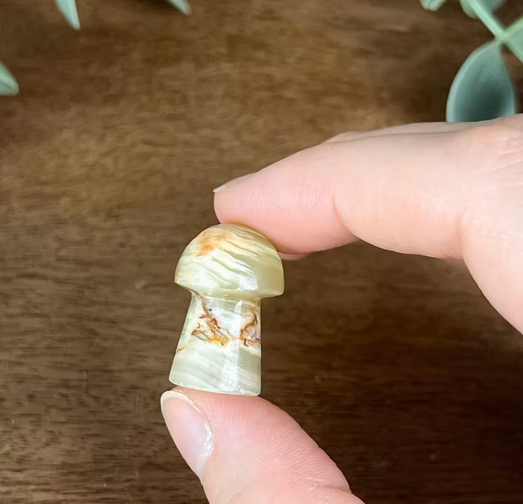 Bandad grön kalcit liten svamp