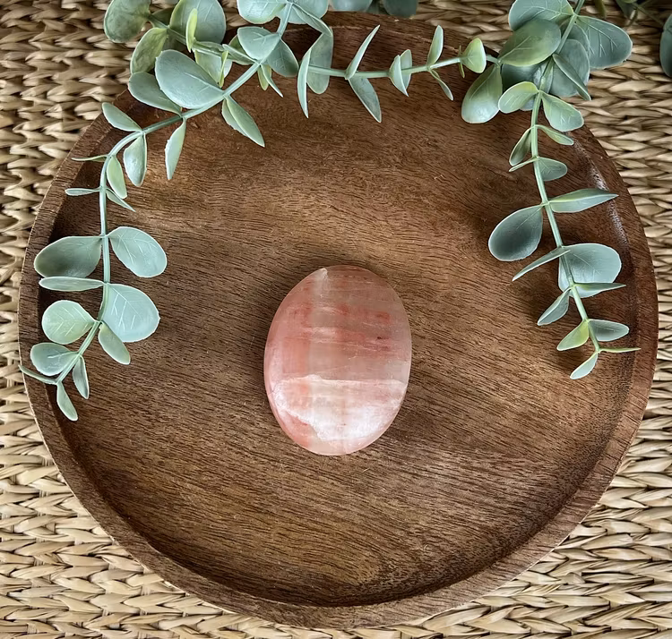Rosenkalcit meditationssten/handsten H
