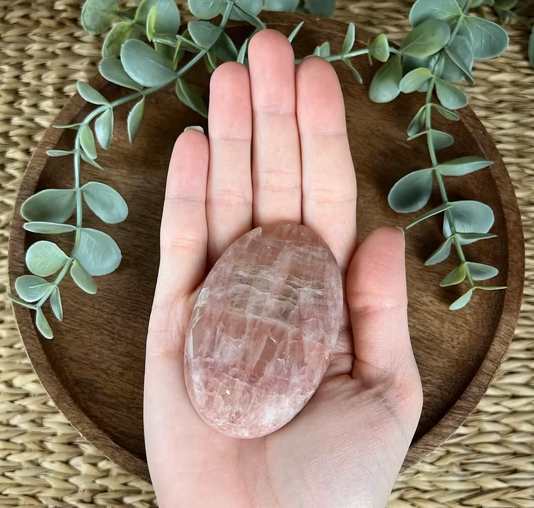 Rosenkalcit meditationssten/handsten T