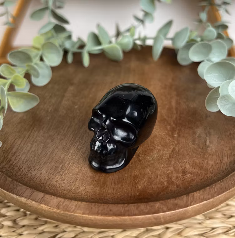 Svart obsidian skalle B