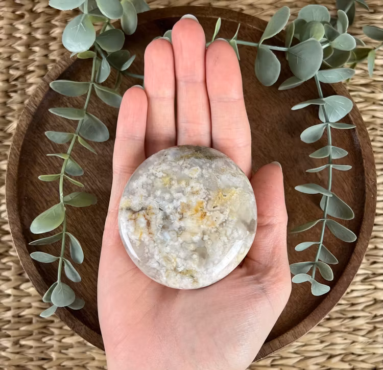 Blomsteragat meditationssten (handsten) A