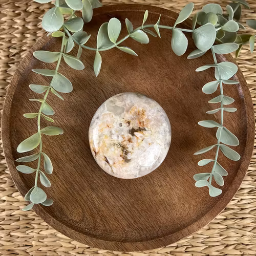 Blomsteragat meditationssten (handsten) A