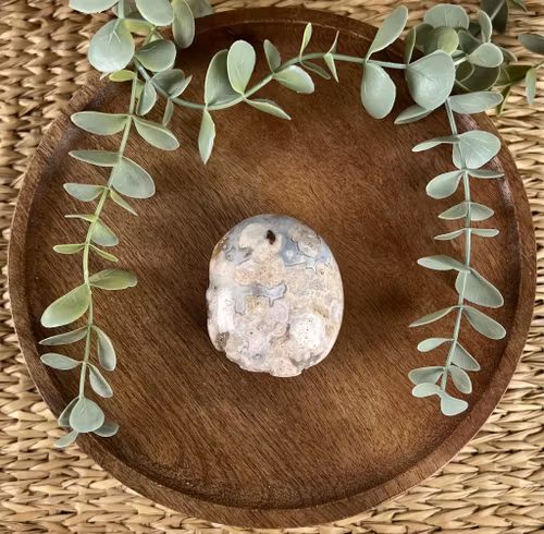 Blomsteragat meditationssten (handsten) E