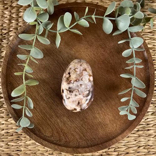 Blomsteragat meditationssten (handsten) H