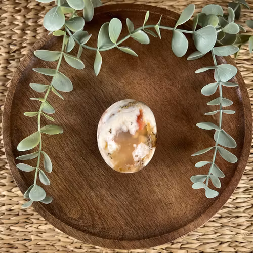 Blomsteragat meditationssten (handsten) B