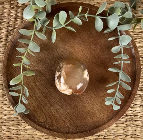 Blomsteragat meditationssten (handsten) D