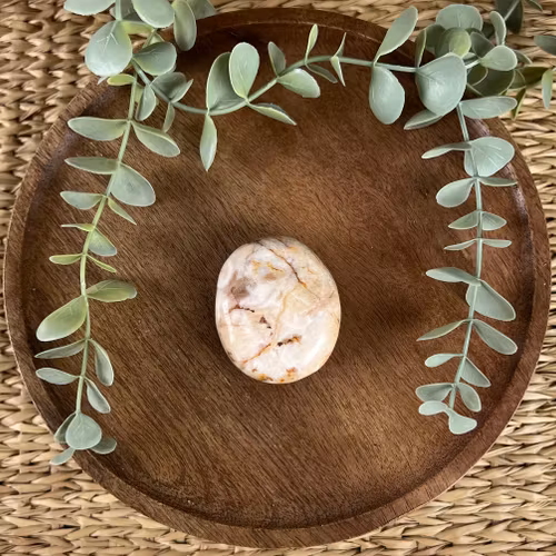 Blomsteragat meditationssten (handsten) B