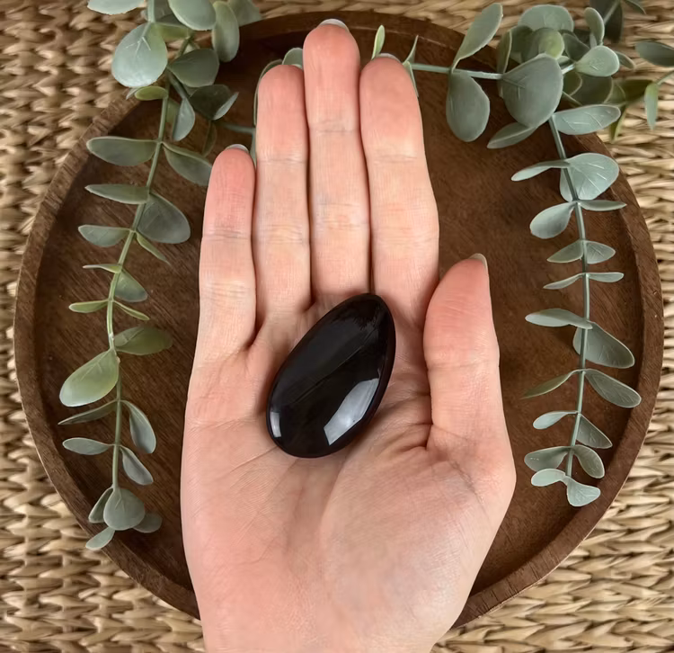 Regnbågsobsidian meditationssten (handsten) C