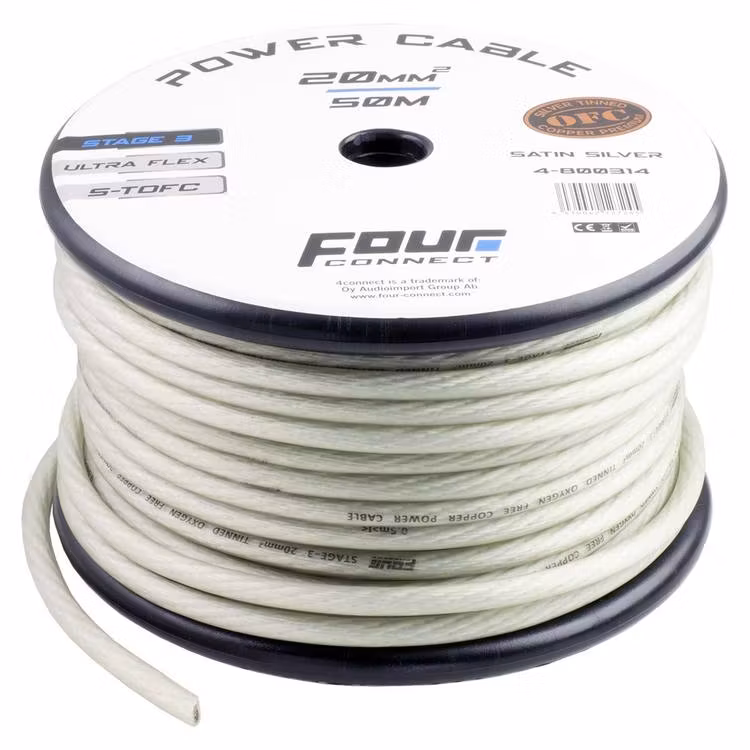 FOUR Connect STAGE3 20mm2 Satin Silver S-TOFC Power Cable