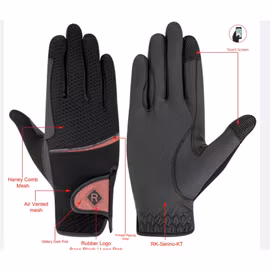 Unisex/Barn ridhandskar Svart/Rosa glitter Malou