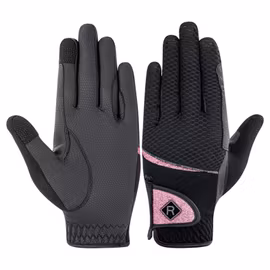 Unisex/Barn ridhandskar Svart/Rosa glitter Malou