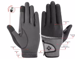 Ridhandskar silver/svart glitter Malou 2.0