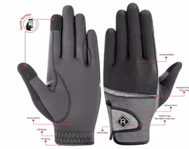Ridhandskar silver/svart glitter Malou 2.0