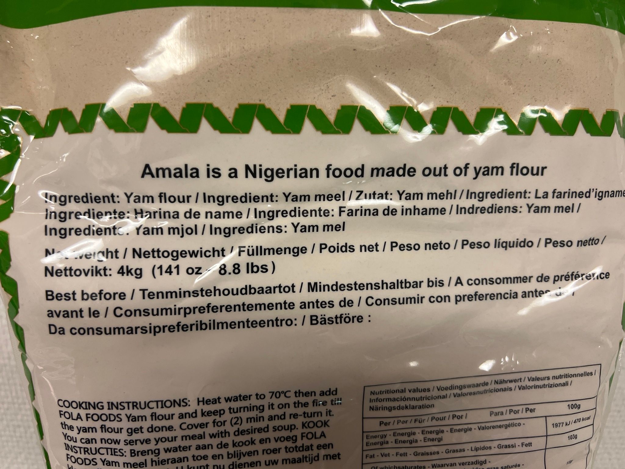 FOLA FOODS yam FLOUR 4kg
