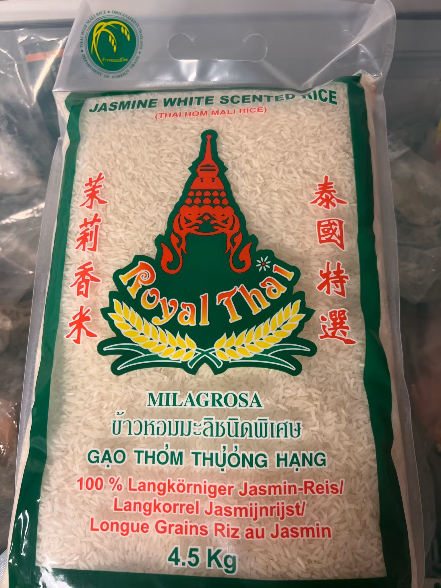 Royal thai jasmine scent rice 4,5 kg