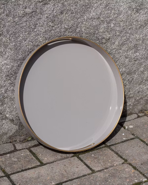 Bricka "beige/grå med guldkant"