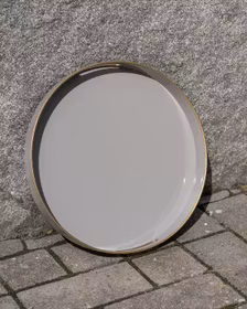 Bricka "beige/grå med guldkant"