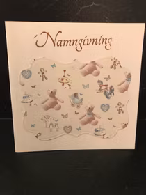 Namngivning beige/blå