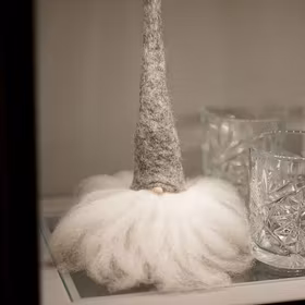 Skäggtomte Liten Grå/Vit - Åsas Tomtebod