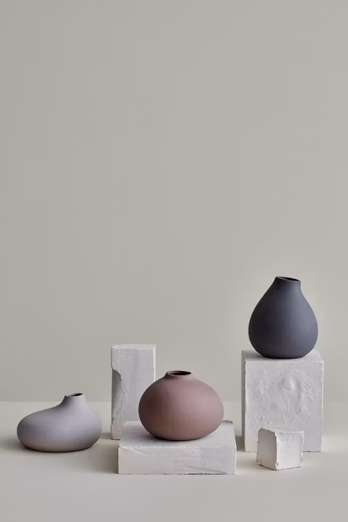 NONA, Set med 3 Vaser - Pewter, Micro Chip, Bark