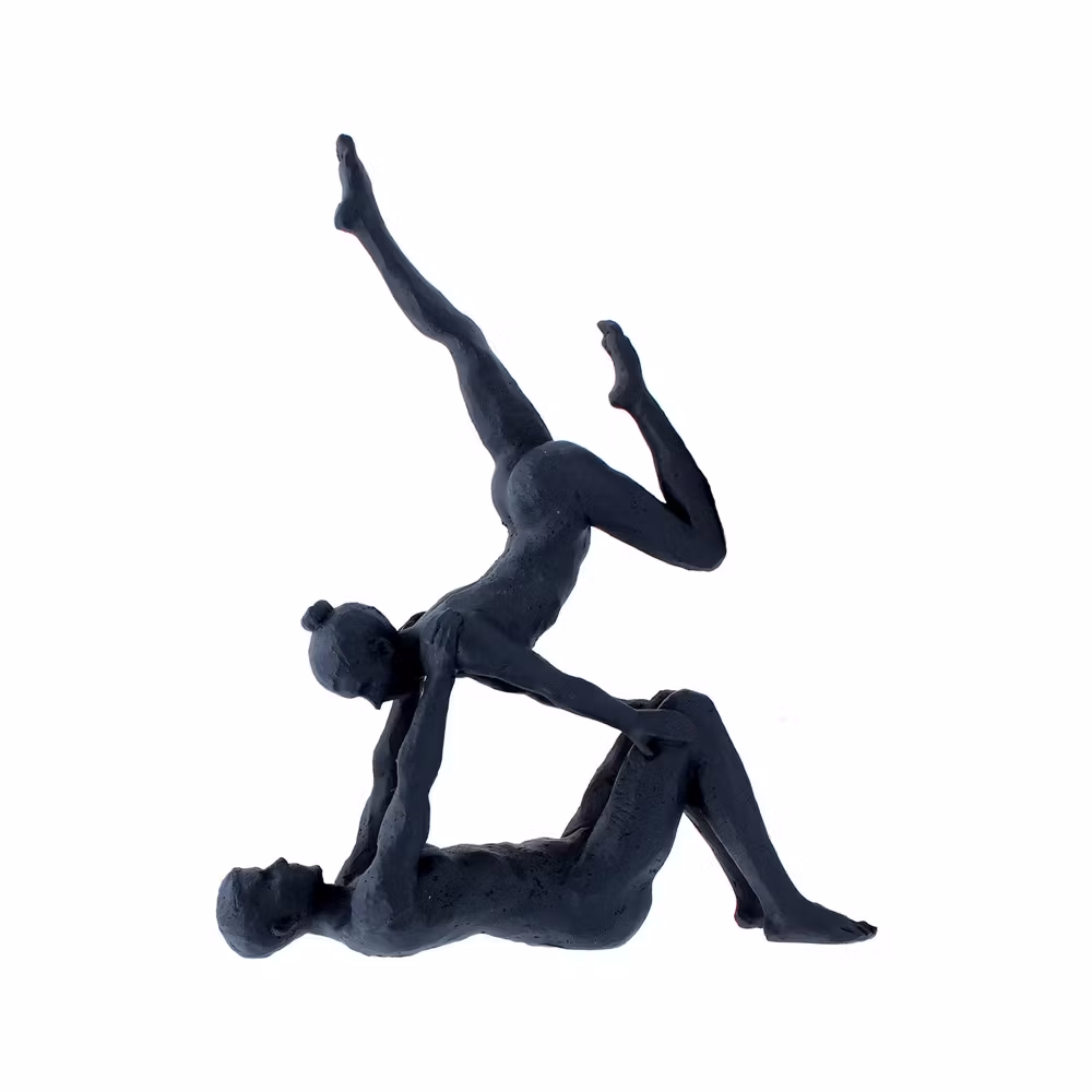 Staty Yoga Couple, svart H.26cm