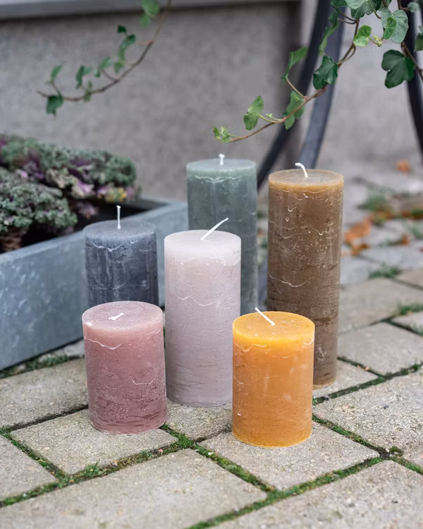 Rustika Blockljus Amber - flera storlekar